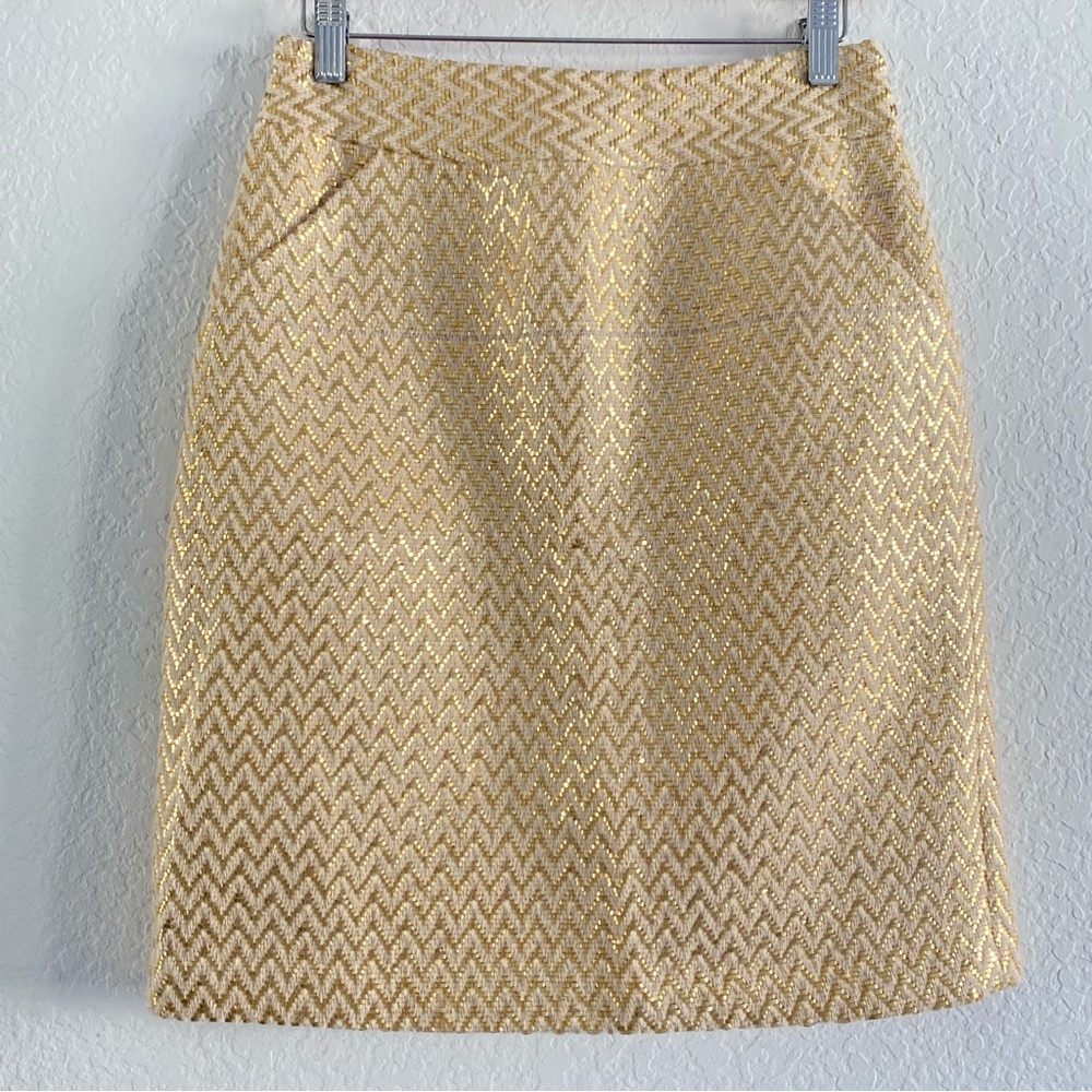 Milly Gold Chevron Pencil Skirt